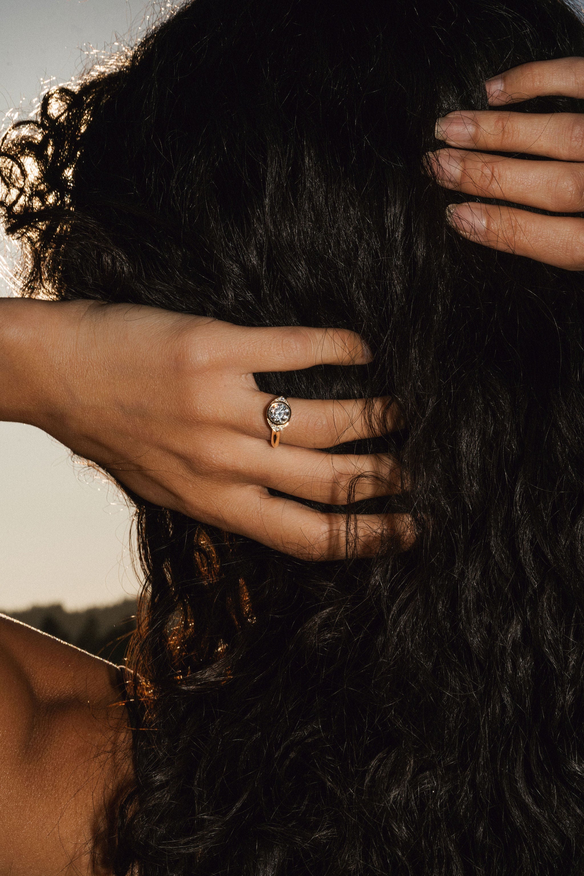 Marquise Shaped Three Stone Lab Grown Diamond Engagement Ring